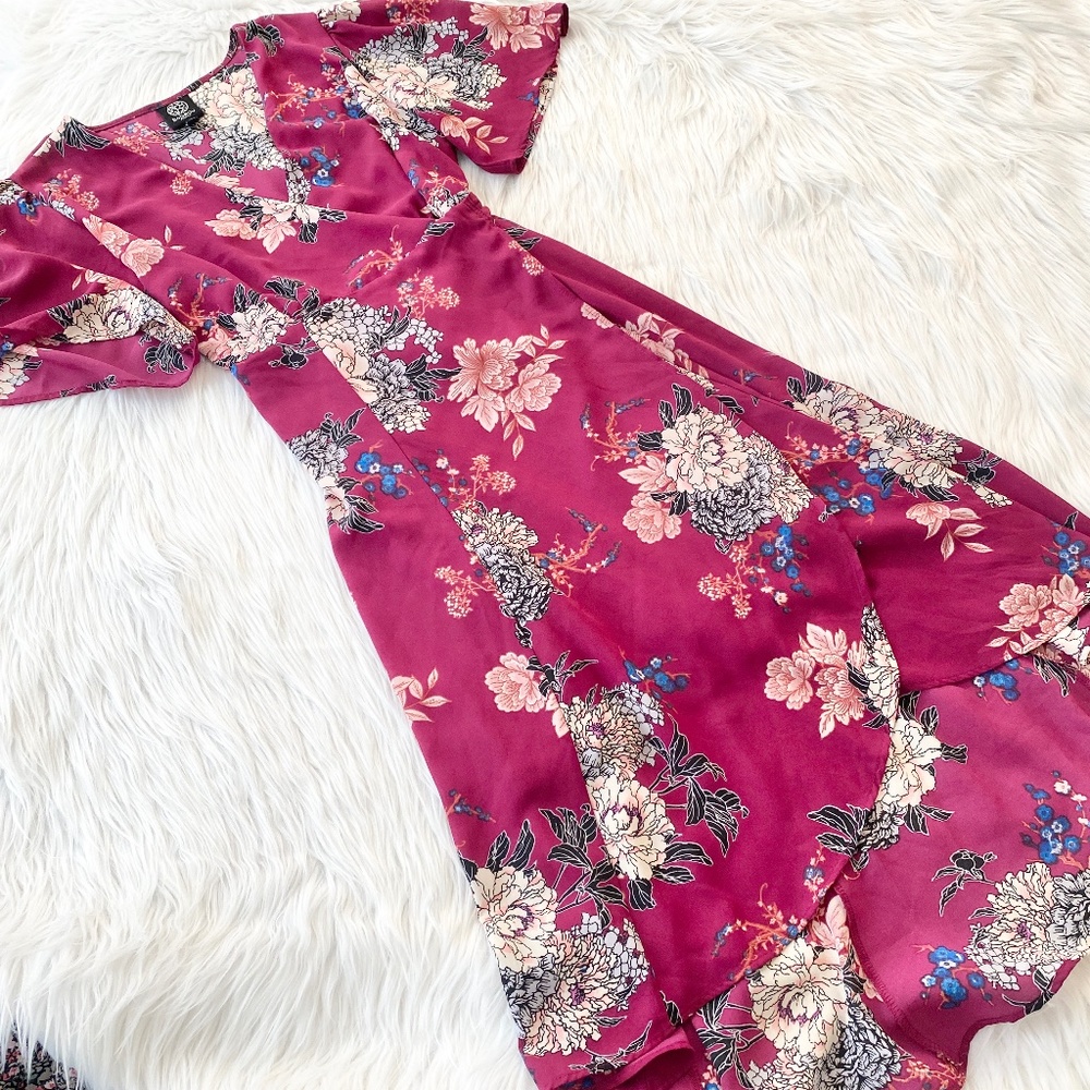 Bobeau Floral Purple Wrap Dress